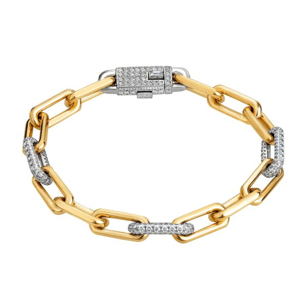 Platinum & Yellow Gold Paperclip Bracelet