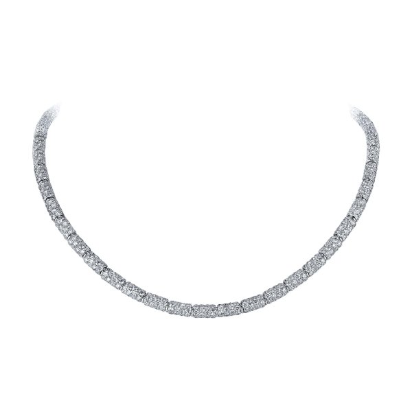 Micropavé Diamond Barrel Necklace In Platinum