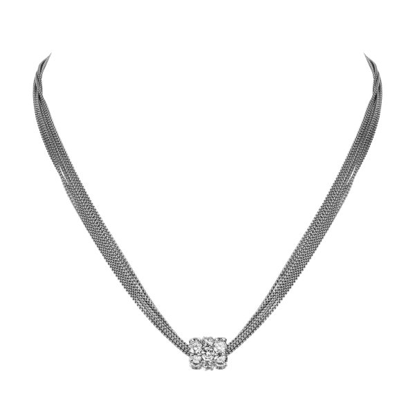 Micro Pavé Diamond Barrel Pendant Necklace