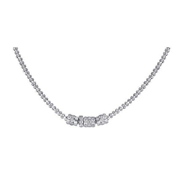 Micro Pavé Diamond Station Necklace In Platinum